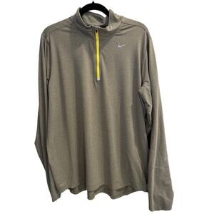 Nike Size XL Men's Gray Quarter Zip Bright Yellow Zipper Trim Activewear